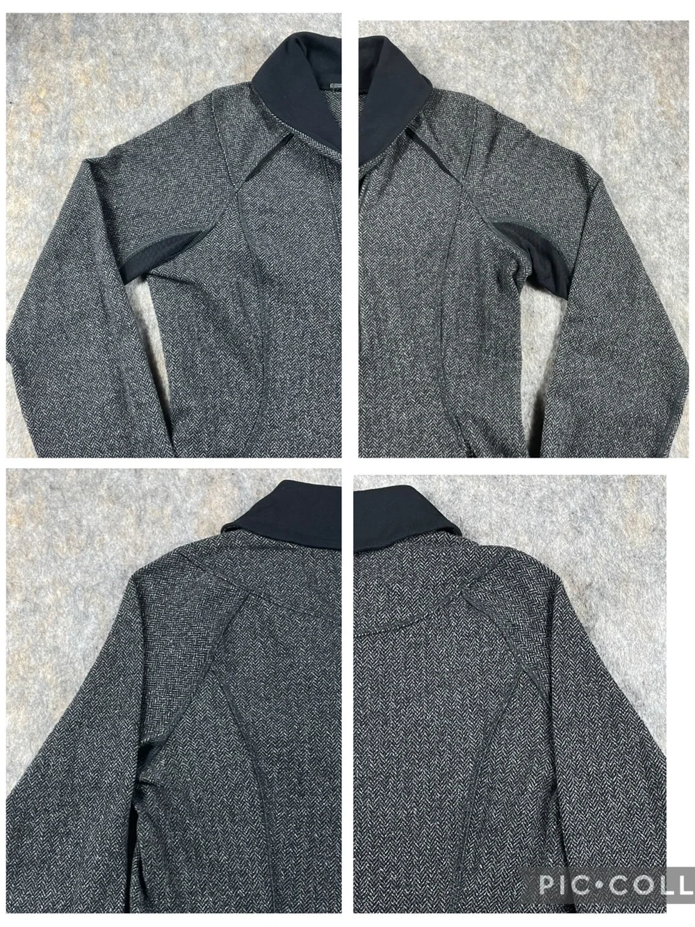 Lululemon Think Fast Pullover Heathered Herringbone Black Athletic Outdoors Sz 6
